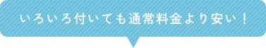 いろいろ付いても通常料金より安い！